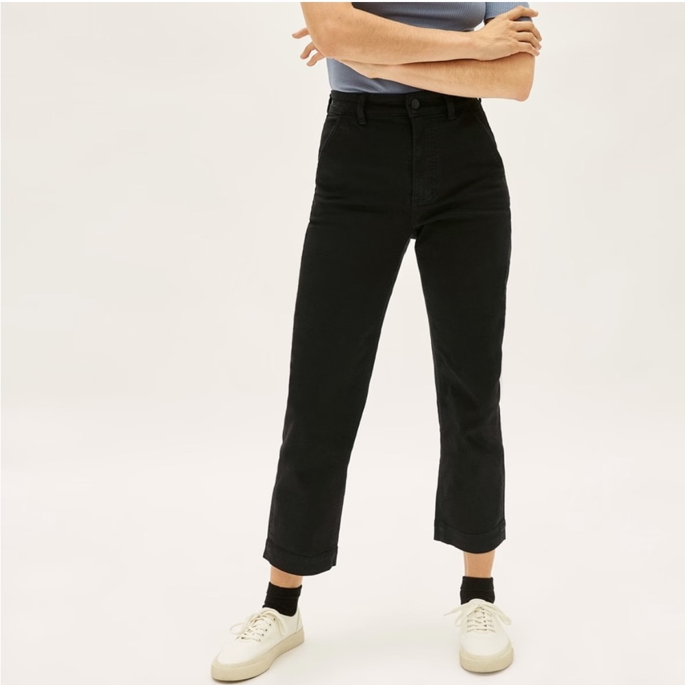 NWT Everlane High Rise Black The Straight Leg Crop Pants